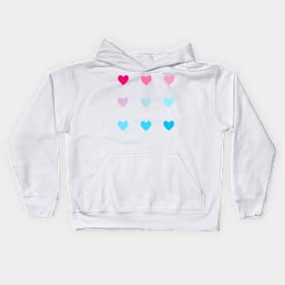 Mini Blue/Pink Hearts Sticker Pack Kids Hoodie